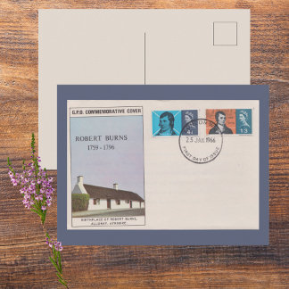Cartão Postal 1966 Robert Burns Primeiro Dia Capa Antiga Literár