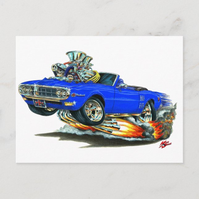Cartão Postal 1967-68 Firebird Blue Convertível (Frente)