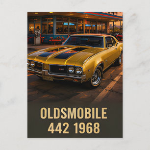 Cartão Postal 1968 Oldsmobile 442 Carro Americano Clássico de Mu