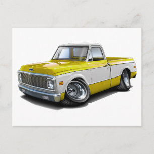 Cartão Postal 1970-72 Caminhão amarelo-branco Chevy C10
