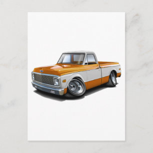 Cartão Postal 1970-72 Chevy C10 — Caminhão Branco Laranja
