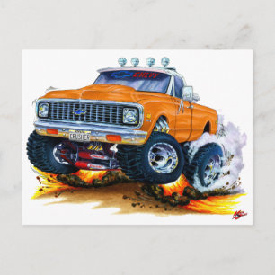 Cartão Postal 1970-72 Chevy CK1500 Orange Truck