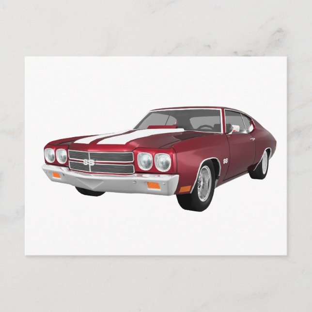 Cartão Postal 1970 Chevelle SS: Candy Apple Finish: (Frente)