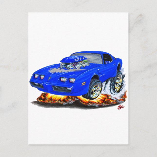 Cartão Postal 1979-81 Carro de Cinzas Azul Trans Am (Frente)
