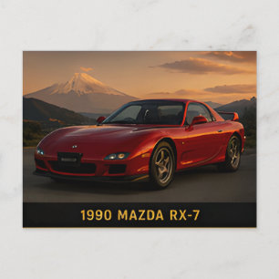 Cartão Postal 1990 Mazda RX-7 Esporte Clássico Japonês com Motor