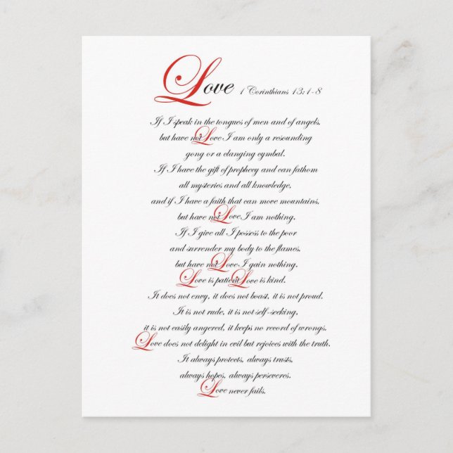 Cartão Postal 1 Corintianos 13 (Frente)