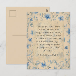 Cartão Postal 1 Coríntios 13:4–5 O Amor é Paciente Floral