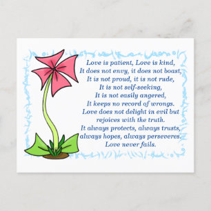 Cartão Postal 1 Coríntios 13:4-8a O Amor