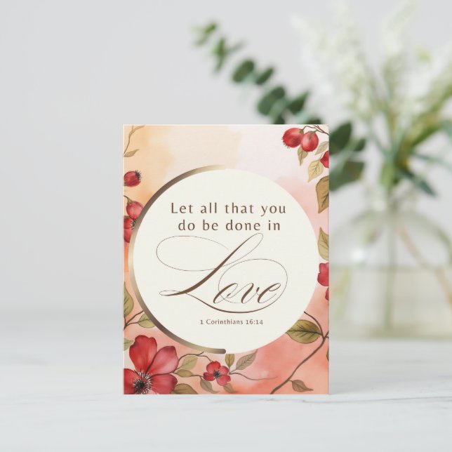 Cartão Postal 1 Coríntios 16:14 Faça Tudo Com Amor (Em pé/Frente)