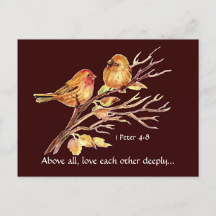 Cartão Postal 1 Peter 4:8 Ame-Se Profundamente Com Aves Escritur
