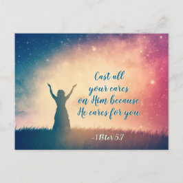 Cartão Postal 1 Peter 5:7 Cuide de suas preocupações com ele, Es