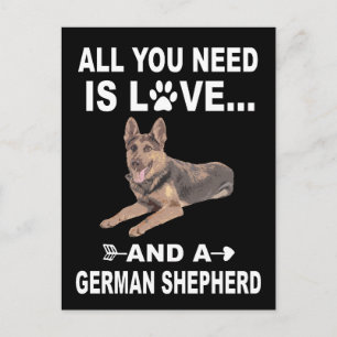 Cartão Postal 1 Tudo Que Você Precisa É De Amor E German shepher