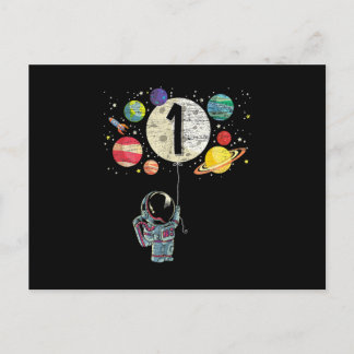 Cartão Postal 1 Years Old Birthday Boy Astronaut 1st Birthday