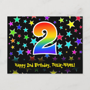 Cartão Postal 2º Aniversário: Padrão de Estrelas Divertidas, Arc