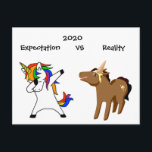 Cartão Postal 2020 Covid Coronavirus Reality Funny Unicorn<br><div class="desc">Este design foi criado através da arte digital. Pode ser personalizado clicando no botão personalizar e alterando a foto, a cor, adicionando um nome, iniciais ou as suas palavras favoritas. Entre em contato comigo em colorflowcreations@gmail.com se você quiser usar este design em outro produto. Compre minha pintura de acrílico abstrato...</div>