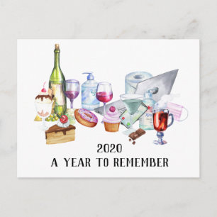 Cartão Postal 2020 Covid Watercolor Face Máscara Ano a Lembrar