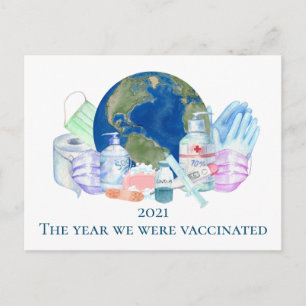 Cartão Postal 2021 Ano Covid fomos Vacunados Vacina