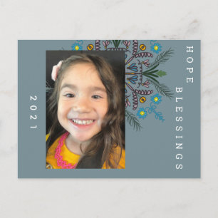 Cartão Postal 2021 Anos novos Vermelhidão Botânica Desenhada À M