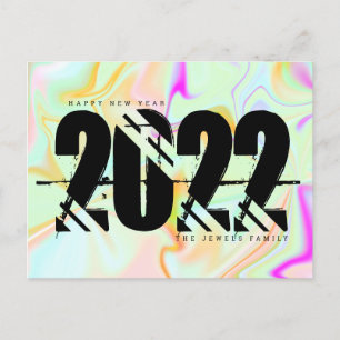 Cartão Postal 2022 Ano Novo Trippy Liquid Bold Holograma