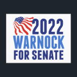 Cartão Postal 2022 Warnock para a bandeira eleitoral do Senado d<br><div class="desc">Mostre apoio a Raphael Warnock no Senado dos EUA,  o candidato Democrata da Geórgia em 2022,  com este postal patriótico americano. Votem para reeleger este senador democrata nas eleições intercalares.</div>
