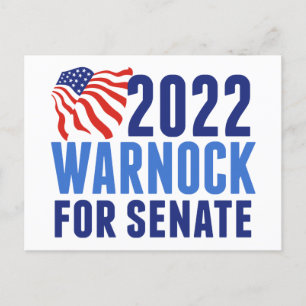 Cartão Postal 2022 Warnock para a bandeira eleitoral do Senado d