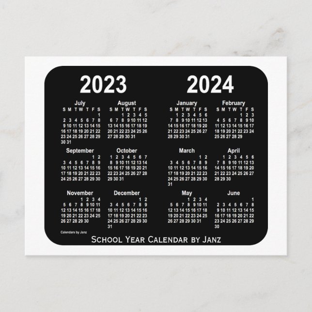 Cartão Postal 2023-2024 Calendário da Escola Neon Branca de Janz (Frente)