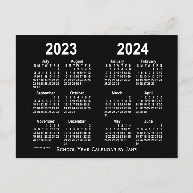 Cartão Postal 2023-2024 Calendário do Neon White School por Janz (Frente)