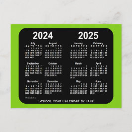 Cartão Postal 2024-2025 Calendário da Escola Neon Yellowgreen de