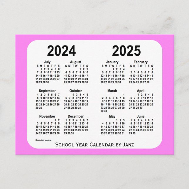 Cartão Postal 2024-2025: Violet Mini School Calendar (Frente)