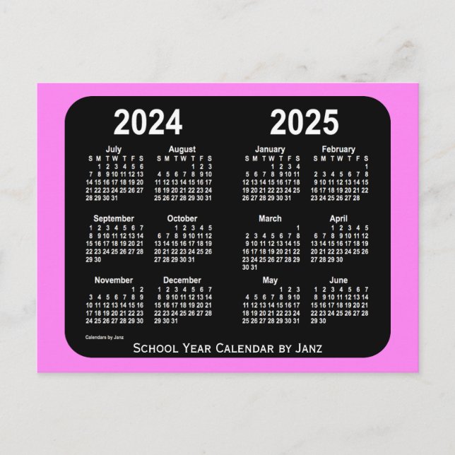 Cartão Postal 2024-2025: Violet Neon Mini School Calendar (Frente)
