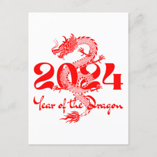 Cartão Postal 2024 Ano Novo do Dragão Chinês