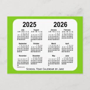 Cartão Postal 2025-2026 Calendário da Escola Verde Amarela de Ja