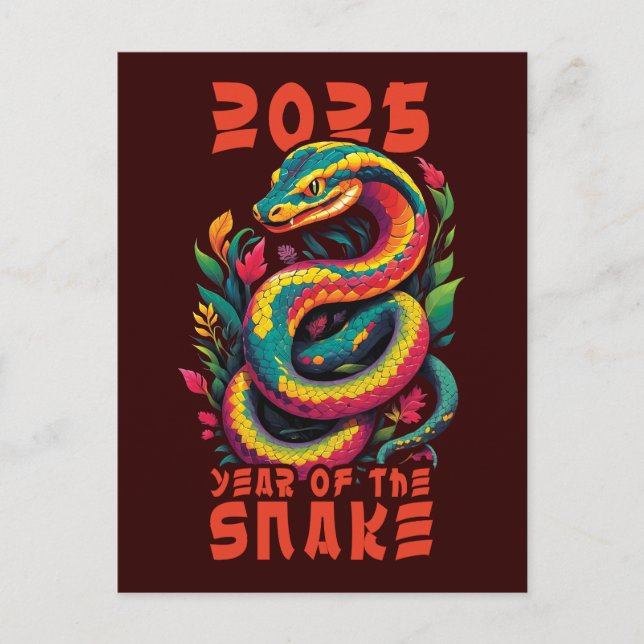 Cartão Postal 2025 Ano Da Cobra (Frente)