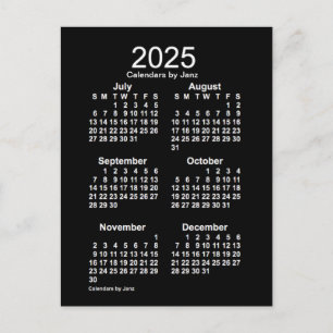 Cartão Postal 2025 Neon White 6 meses Mini Calendário de Janz