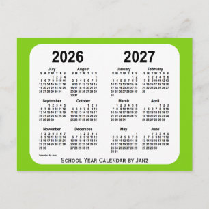 Cartão Postal 2026-2027 Calendário da Escola Verde Amarela de Ja