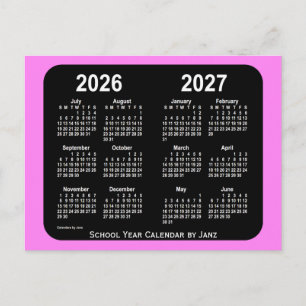 Cartão Postal 2026-2027: Violet Neon Mini Calendário da Escola 2