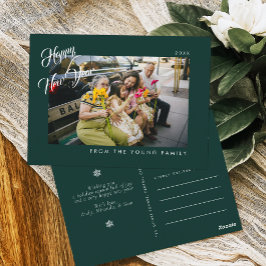 Cartão Postal 2026 Minimalist Modern Script Green Photo