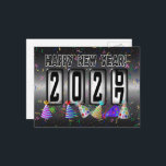 Cartão Postal 2027 Happy New Year Odometer<br><div class="desc">* Send a quick New Years Hello to family and friends. * Celebrate with party streamers and confetti on silver and black background. * This postcard is just the right size for short 'New Years Wishes. * Use for party invitations or for New Years Party Thank You Notes, too! *...</div>