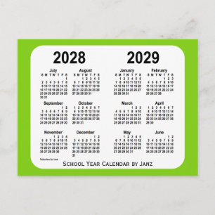 Cartão Postal 2028-2029 Calendário da Escola Verde Amarela de Ja