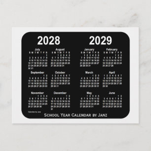 Cartão Postal 2028-2029 Calendário do Ano Escolar Smokey Neon