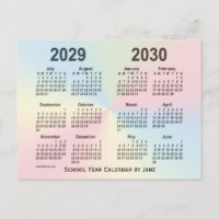 2029-2030 Calendário da Escola de Nuvem do Arco-Ír