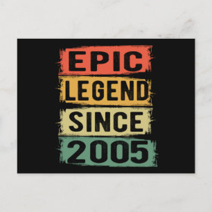 Cartão Postal 20 Anos de Idade Aniversário 2005 Lendário Épico A