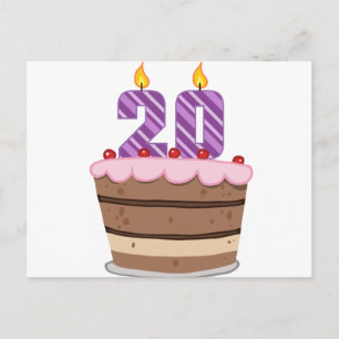 Cartão Postal 20 anos no Bolo de Aniversário