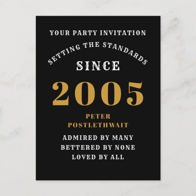 Cartão Postal 20 Birthday 2005 Dourado negro (Frente)
