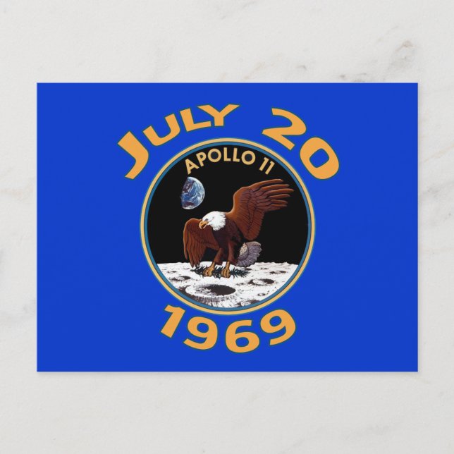 Cartão Postal 20 de julho de 1969 Missão Apollo 11 à Lua (Frente)