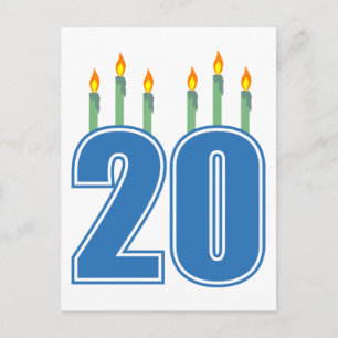 Cartão Postal 20 Velas (Azul / Verde)