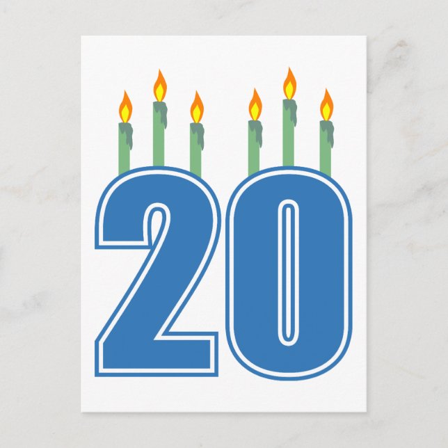 Cartão Postal 20 Velas (Azul / Verde) (Frente)