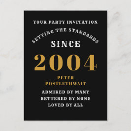 Cartão Postal 21º Aniversário 2004 Preto Ouro