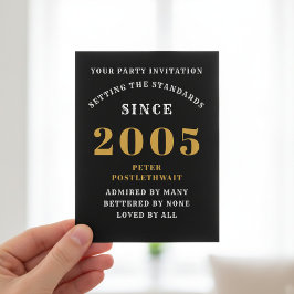 Cartão Postal 21st Birthday 2005 Black Gold Invitation
