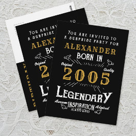 Cartão Postal 21st Birthday 2005 Black Gold Legend Invitation
